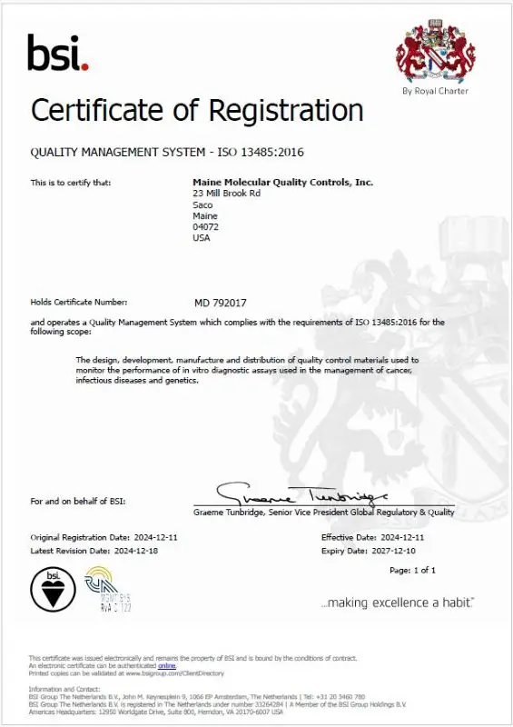 ISO 13485:2016 Certificate